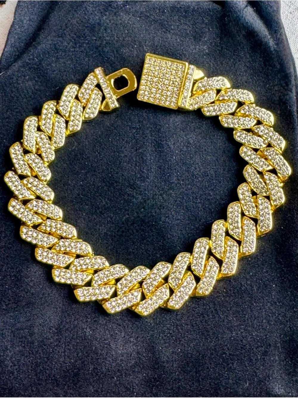 Invicta Elements Ultra Iced Out Cuban Chain Bracelet Gold-tone NWT